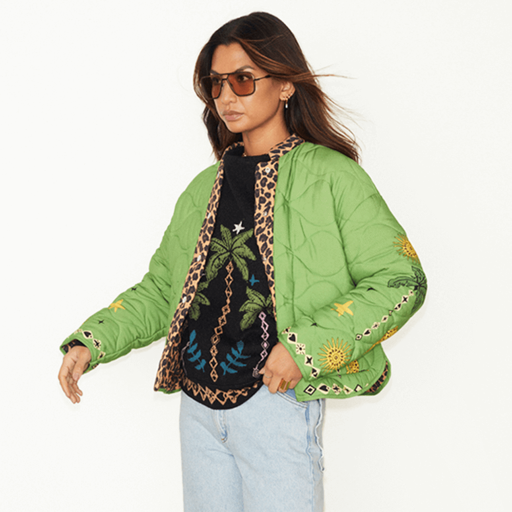 Never Fully Dressed Reversible Wild Jungle Quilted Jacket